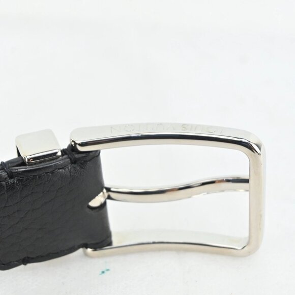 Louis Vuitton Black Leather Pont Neuf Silver Buckle Belt 85/34 bsj630-102325 - Picture 8 of 15